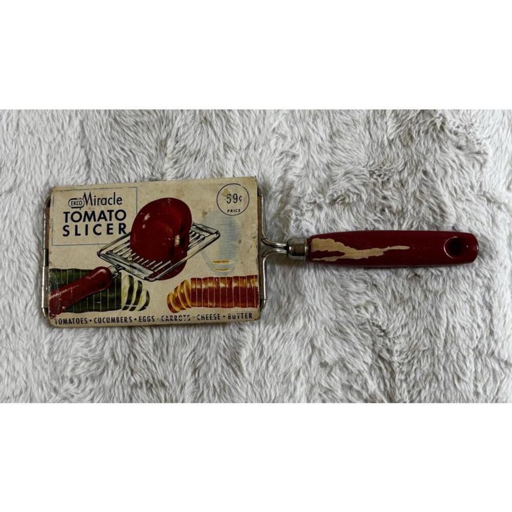 Vintage EKCO Miracle Tomato Slicer Red Handle with Box Kitchen Utensil